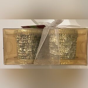 New in package silver sequin votive candle gift set